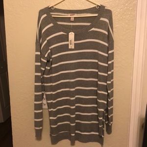 Gray & White Striped Sweater